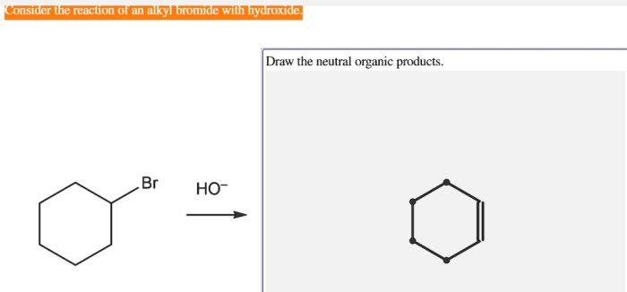 Consider the reaction of an alkyl bromide with hydroxide.